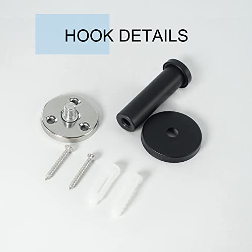 Vanloory Bathroom Towel Hooks, 6 Pack Round Coat Hooks, Sturdy Wall Mounted Robe Hook, Sus 304 Stainless Steel Heavy Duty Clothes Hanger, Wall Towel Hooks For Bathroom Bedroom Kitchen (3 In, Black) #TOP4