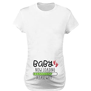 Yililay Zwangere T Shirts Moederschap Grappig Tops Korte mouw Tees Ronde hals van de baby Printed for Women Zwangere…