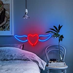Miniatura 3 de Letrero de luz de neón con USB o batería con ala de ángel LED, lámpara de noche decorativa de corazón, decoración de pared para decoración de pared