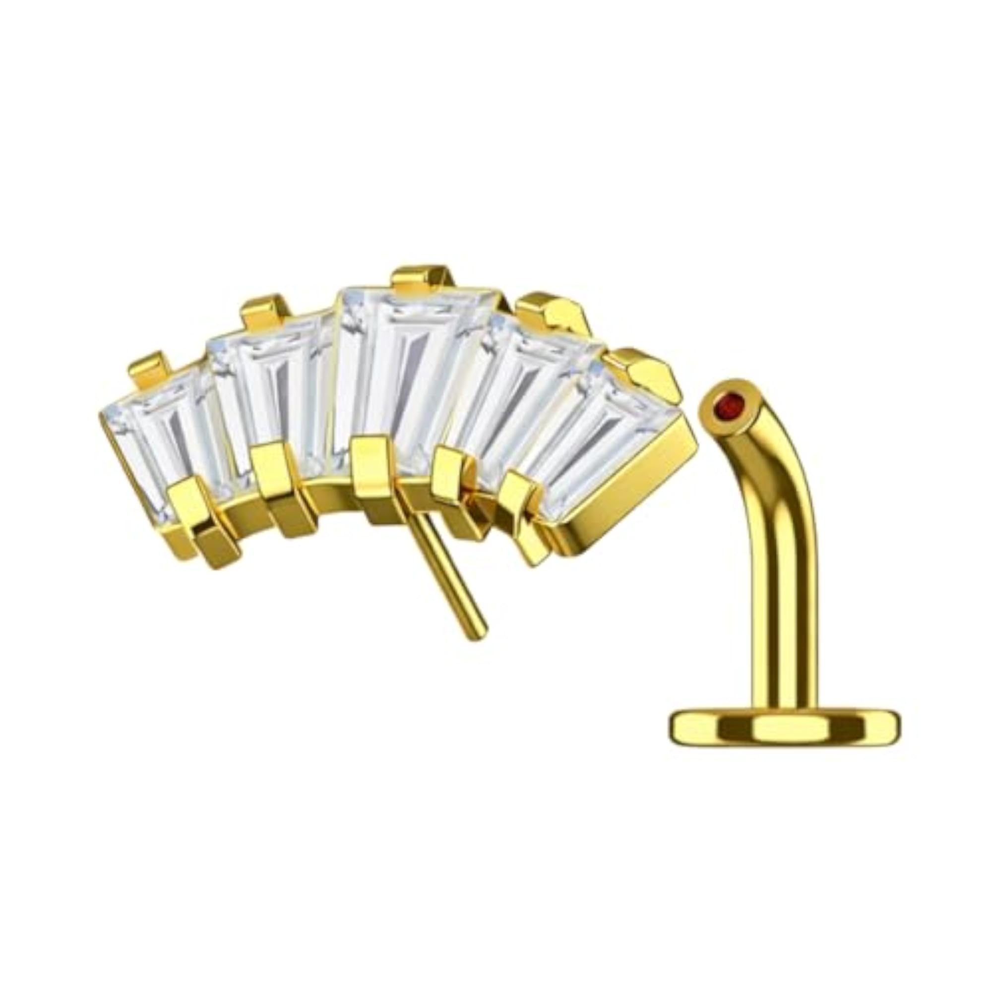 G23 Titanium Crown CZ Belly Button Ring, Gold
