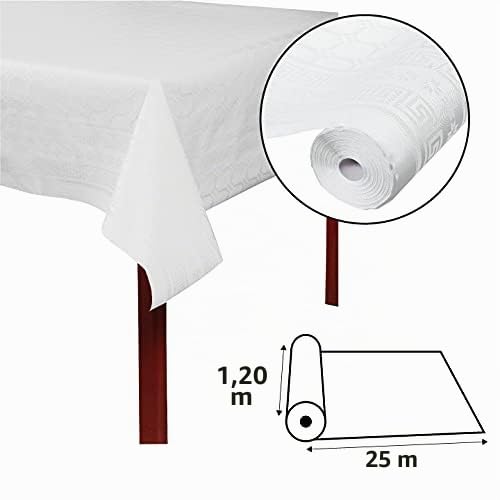 Pro Nappe 83 Einweg-Tischdecken Damastpapier Rolle 25x1.18m Weiß – Ansicht 8