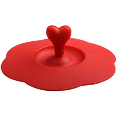Cute Love Heart-shaped Adorn Drinking Cup Lid Fda Silicone with Spoon Holder Anti-dust Bowl Cover Cup for Glass Mugs Cover Set Cover
