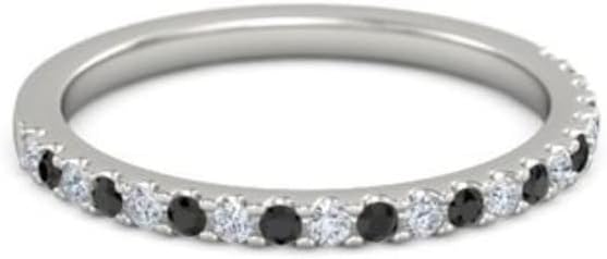 925 Sterling Silver Round 0.58 Ctw Black Spinel Eternity Women Engagement Stackable Wedding Ring