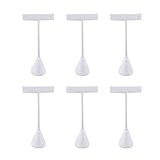 Ikee Design 6 Pcs Set Premium T- Shape Style Earring Display Stand, Earring Stand Jewelry Display for Showroom, Tradeshow, and Showcase Display, 2 1/2 W x 4 1/2 H in, White Leatherette