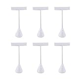 Ikee Design 6 Pcs Set Premium T- Shape Style Earring Display Stand, Earring Stand Jewelry Display for Showroom, Tradeshow, and Showcase Display, 2 1/2”W x 4 1/2' H,White Leatherette