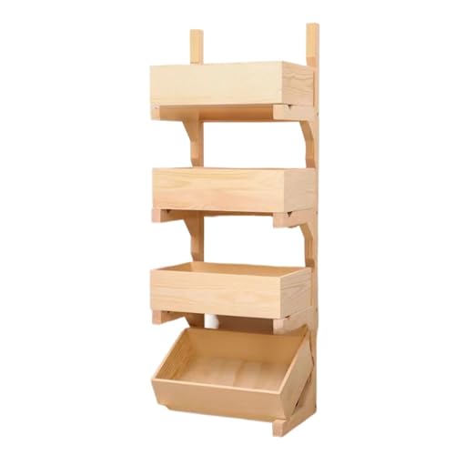 収納ラック 木製ディスプレイスタンド 展示棚 傾斜式棚 EnergyDeer 組み立て簡単 多機能フレーム リビング キッチン 家庭用 オフィス用 店舗用 商業用 (4段) (4層,B)