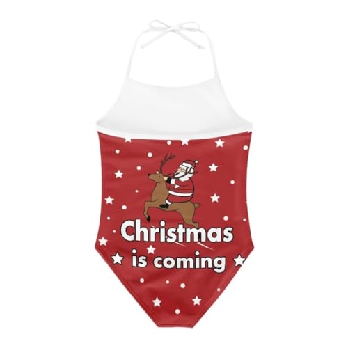 Image of Christmas Kids One-Piece Halter Swimsuits Beach Swimwear Bathing Suit for 3-10 Years Girls
