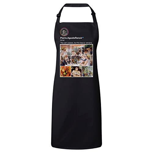 Tablier Cuisine Premium Noir Anti-Taches Motif Peintre Renoir