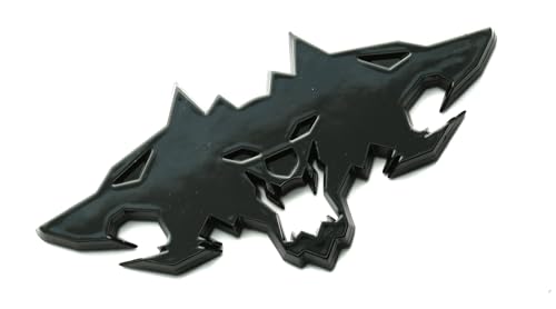 Image of Wolf Pack Emblems 3D Logo Car Badge Side Rear Styling Decal Sticker Compatible with Tesla Cybertruck Cyberbeast Motorcycles (Glossy Black)