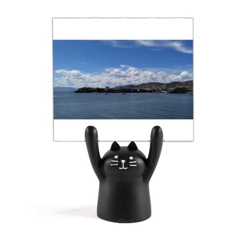 Support mémo pour photographie porte-carte de bureau noir motif vagues mer