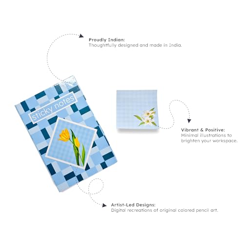 Image of The Good Part 350 Sticky Notes Set - Floral Collection | Assorted Sizes Sticky Notes Pads | Aesthetic Memo Pads for Office, Study, to-Do Lists, Reminders & Note Taking