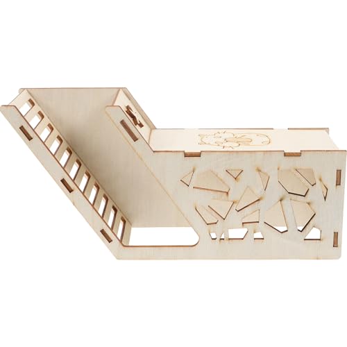 SHINEOFI Casa de Madera para Hámster y Roedores Pequeños, Escondite Seguro y Duradero, Diseño con Escalera para Ejercicio, Suministros para Mascotas en Jaula, Refugio Decorativo