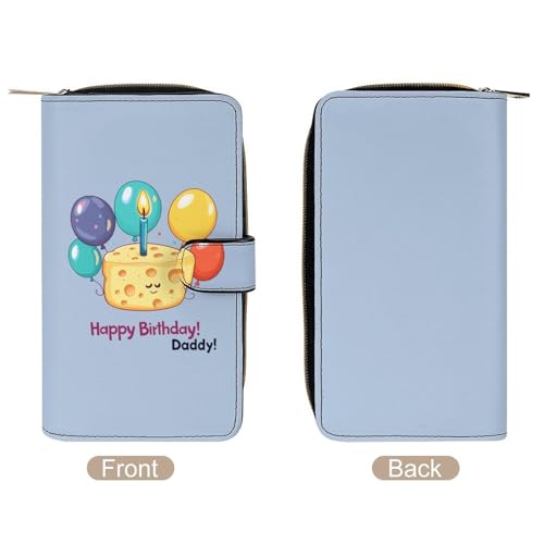Happy Birthday Daddy Women's Long Wallets Leather Card Holder Purse Zippered Buckle Clutch Handbag3