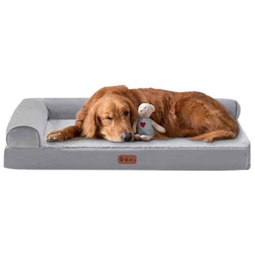 Pet Sofa Bed With Bolsters ? High Density Foam Animal Lounger, Machine Washable Puppy Couch, Spacious Resting Furniture | Suppor