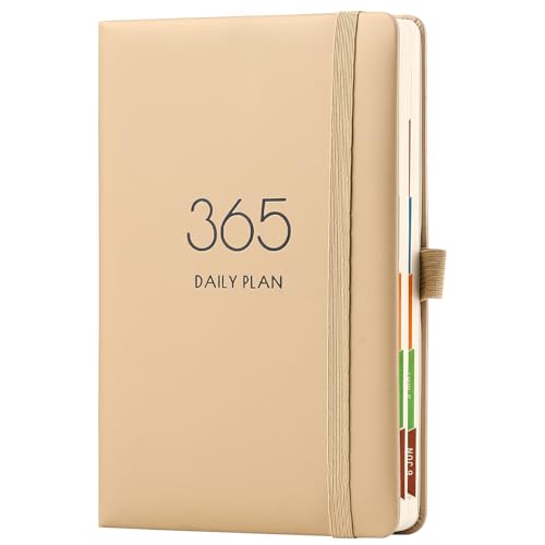 Agenda 2026 2026, formato A5, un día por página, planifique su año de enero de 2026 a diciembre de 2026 con pestañas mensuales, diseño lateral colorido, bucle para bolígrafo y bolsillo trasero (dorado
