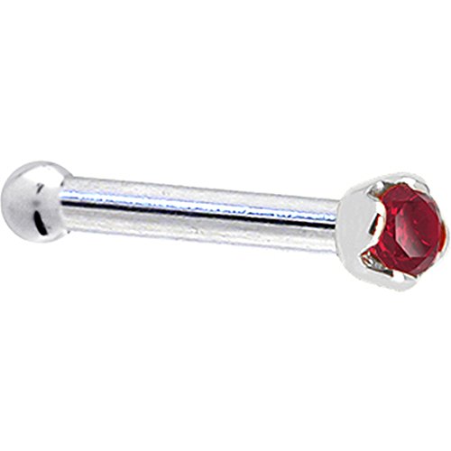 Solid 18K White Gold 1.5Mm Genuine Ruby Nose Stud Bone 20 Gauge 1/4" #TOP3
