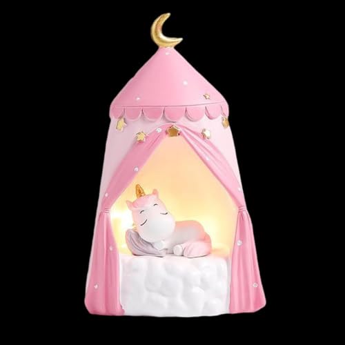 Lámpara de noche unicornio de resina decorativa para escritorio miniatura 1
