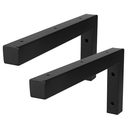 DBREAKS 2x Support Mural Noir pour Vasque, Console Murale, Équerre de Charge Lourde pour Lavabo & Étagère Murale, Aupport d'étagère Murale, Soutien Stable, charge 50KG, 350x150mm