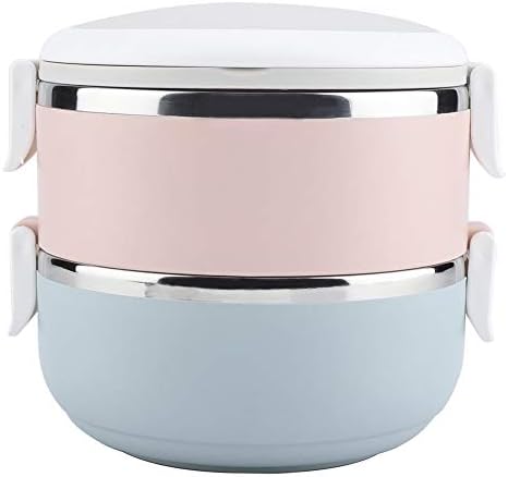 Stainless Steel Insulated Lunch Box - Portable Stainless Steel Thermal Lunch Box Container Bento Box Food Container(Two Boxes 1400ml)