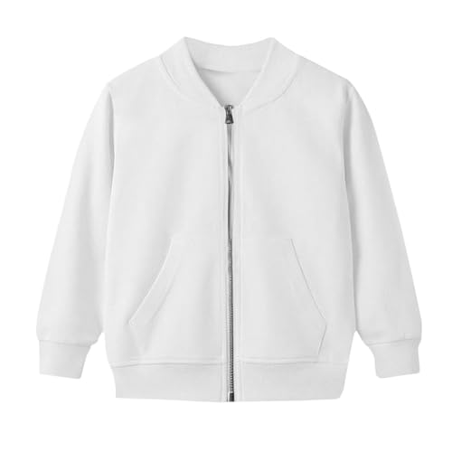 Bomber Jacket for Girls, White, Lightweight, Age 13-14
