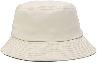 FISHSHOP Bucket Hat Unisex Cotton Sun Cap Reversible Fishing Fisherman Hat Foldable Off-White