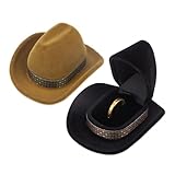 HUTRADE 2 Stück Cowboyhut-Ringbox - Ring Schatulle Verlobung Valentinstagsgeschenk Einzigartige Vintage Schmuckdose für Verlobungs- und Hochzeitszeremonien, Kreative Ringpräsentation