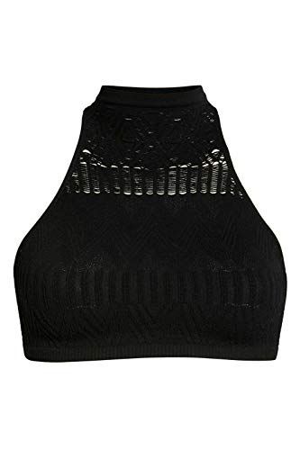 Intimately Free People Womens Jacquard Halter Bralette Black Xs/S #TOP4