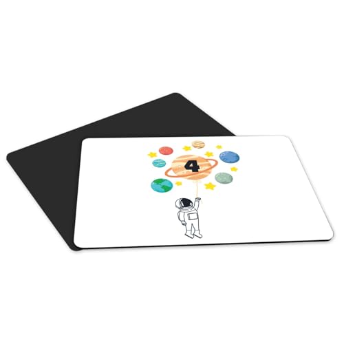 Set de table anniversaire astronaute anti-tache avec dessous caoutchouc blanc lavable
