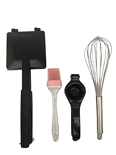 Canberry Combo Gas Sandwich Maker - Gas Toaster - Sandwich Maker - Aluminium - 2 with Oil Brush,Whisk, Lemon Squeezer 2 Cut Sandwich Griller (Pack of 4) - Color: Black