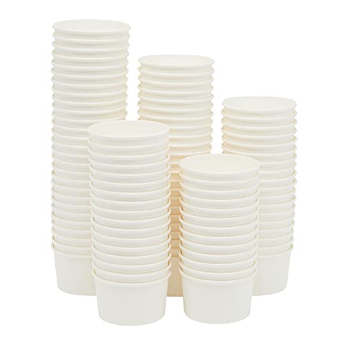 Juvale 100 Pack Disposable Paper Ice Cream Cups, Dessert Bowls For Sundae Bar, Frozen Yogurt (White, 8 Oz) #TOP7