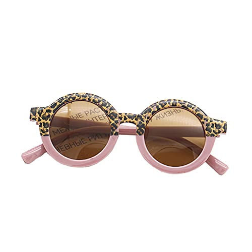 BANGNA Bambin Enfants Mignon léopard Lunettes de Soleil Rondes Protection UV bébé Fille garçon Mignon Ours Forme Enfants activités de Plein air