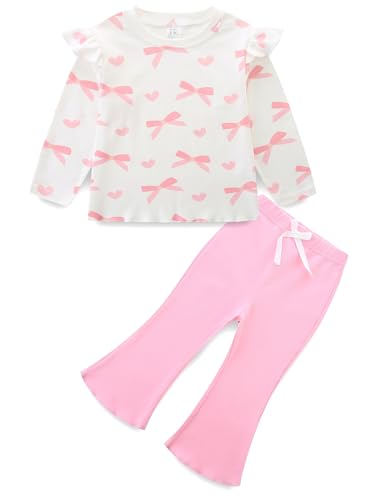 KIDDLETOWN Ensemble Fille, Survêtement Fille Ensemble, Jogging Vêtements Imprimés 2 Pièces Vintage Sportswear, Sweat Manches Longues et Legging, Coton Enfant Jogging de Sport