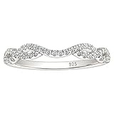 Wuziwen 925 Sterling Silver Twisted Infinity Eternity Ring Wedding Bands for Women Cubic Zirconia Sz 7