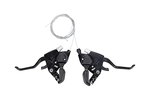 Zukka Shimano St-Ef51 3X8 Speed Bike Shifter Lever 24 Speed Shift Lever With Gear Indicator And V Brake Cable For Mountain Bicycle Commuter Bike Kids Bike With Grips(Pair) #TOP1