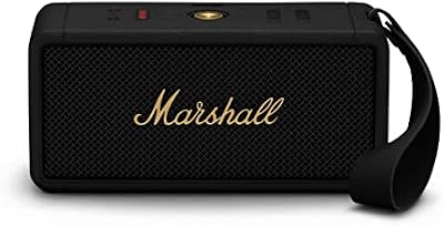 Marshall Middleton Altavoz Bluetooth inalámbrico portátil, más de 20 horas de tiempo de reproducción portátil, IP67 a prueba de agua, Negro y Latón