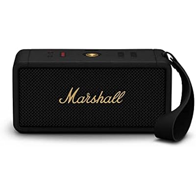 Marshall Middleton Portable Bluetooth Speaker, Black and Brass