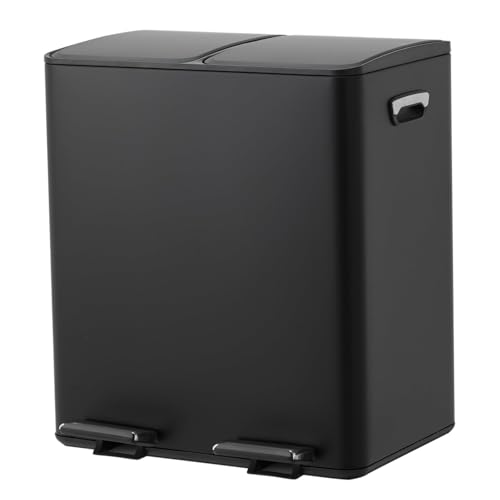 Caneca de basura doble compartimento 40L acero inoxidable