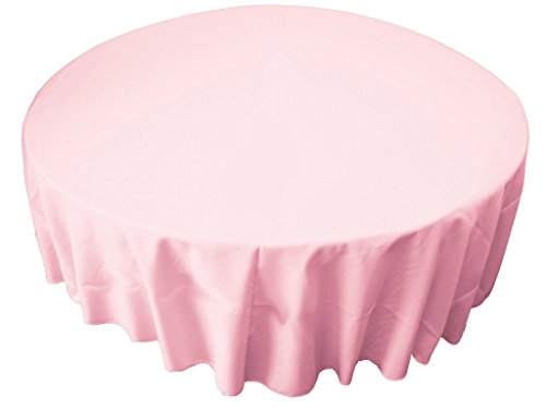 LA Linen Polyester Poplin Washable Round Tablecloth, Stain and Wrinkle Resistant Table Cover 72", Fabric Table Cloth for Dinning, Kitchen, Party, Holiday 72-Inch, Pink Light, (TCpop72R_PinkLghtP37)