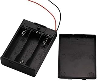 علبة بطارية ايه ايه 1.5 فولت بثلاث فتحات، علبة تخزين بمشبك زنبركي للبطارية، أسلاك مع مفتاح تشغيل/إيقاف - مجموعة من 3 قطع