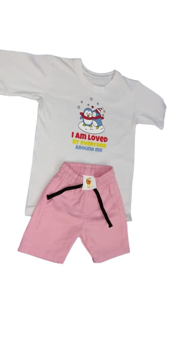 Pluto Peeps Unisex Cotton with Inspirational Quotes and ImagesTop and Bottom Set/Tshirt-Shorts for Girls and Boys
