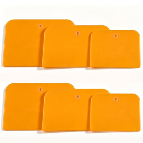 Wrzuzs 6PCS Body Filler Spreaders,Flexible Plastic spreaders,Orange