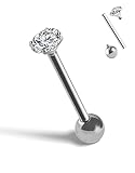 Xnsjeyy Tongue Rings G23 Titanium Tongue Barbells 14G Cubic Zirconia Tongue Piercing Jewlery for Women Men Clear