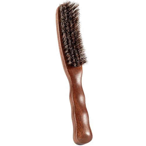 STYLEMATE Boar Bristle Slick Back Hair Brush, Soft Bristle Hair Brush for Thin & Fine Hair, Smoothing Hairbrush for Women Men Kid - Lightweight Sapele Wooden Handle