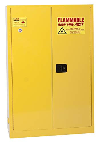 Eagle 60 Gallon Steel Flammable Liquid Storage Cabinet, 2 Shelves, 2 Self-Closing Doors, Yellow, 6010X #TOP22