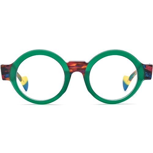 Image of HEPIDEM Multicolor Acetate Glasses Frame Women Oversize Vintage Round Eyeglasses Optical Spectacles 9271