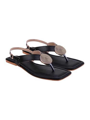 Sandales plates anneau d'orteil Shoetopia pour femme avec ornements métalliques