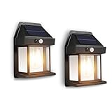 Hqynss Lumieres Solaires Exterieur, 2 Pack Lanterne Murale Étanche IP65 avec Détecteur de ...