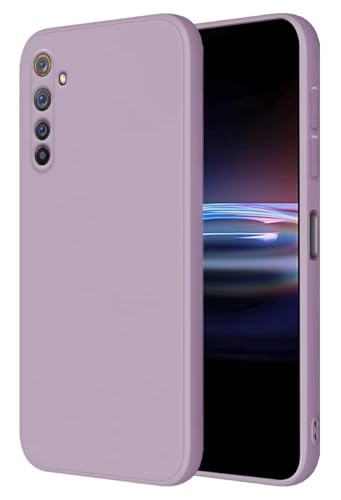 HONLEN Funda Compatible para Realme 6 Pro Case, (6.6' Inches) Líquida TPU Silicona Cover con Anti-Rasguño, Cáscara Suave Cubierta Hierba púrpura