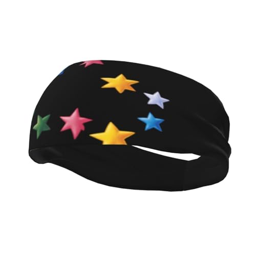 Banda deportiva decorativa para el sudor QQOUPP Lucky Star impresa que absorbe la humedad, adecuada para ciclismo, yoga, correr
