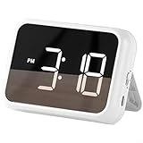 HpLive Digitaler Wecker, Digitaler Funk-wecker Mit Großer Anzeige, Snooze-Funktion Und Magnetdesign, Wiederaufladbar Über USB Für Schlafzimmer(White)
